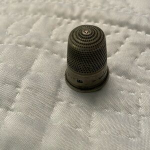 Vintage Thimble #10 Nickel Silver Sterling Silver Plated Sewing Supplies